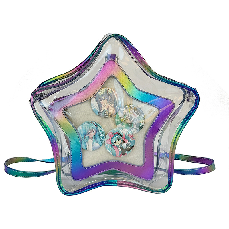 2025 New Hot Girl Five-pointed star backpack, Korean personality transparent laser mother-and-child bag, cute and sweet single-shoulder bag Item Picture