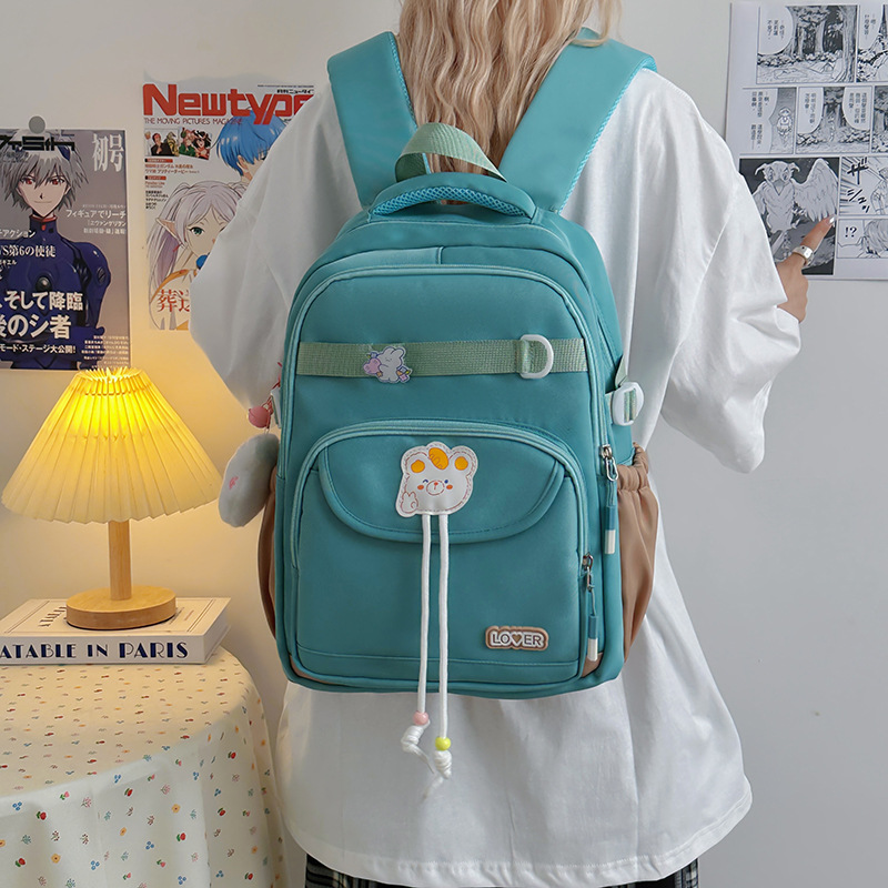 A new high-appeal, fresh, sweet and cute cartoon bear backpack from Korean Instagram, a lightweight backpack for junior and senior high school students details Picture
