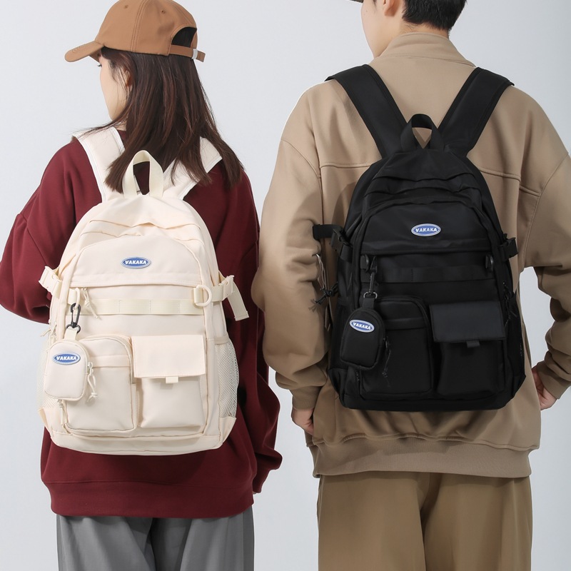 Korean style ins large-capacity workwear-style college student couple casual backpacks, retro and trendy men's travel backpacks details Picture