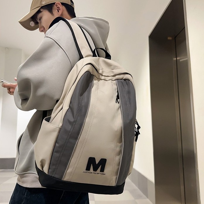 New foreign trade schoolbag for men, European and American retro workwear style couple casual backpacks, dirt-resistant backpacks for primary and secondary school students full figure