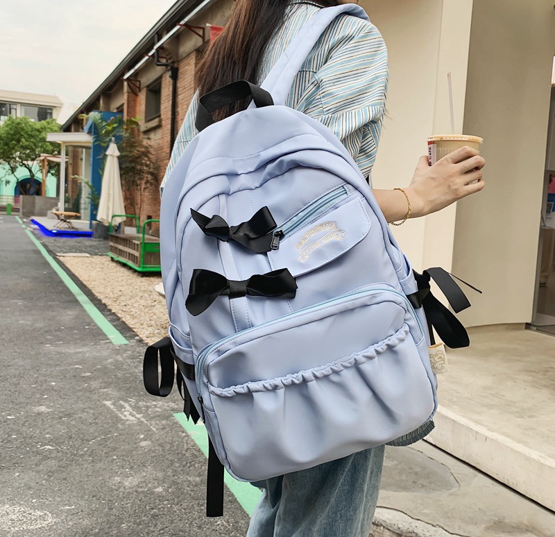 New Japanese-style Instagram cute girl bow, middle school style backpack, light and sweet backpack details Picture