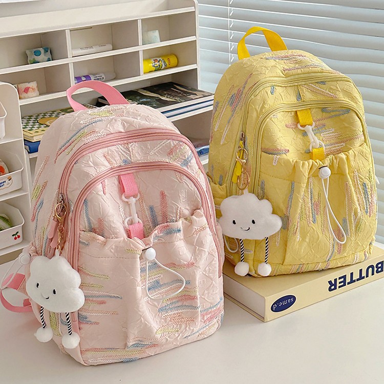 Cross-border trend high appearance level schoolbag for female primary school students, junior and senior high school students, niche design sense, simple and versatile backpack full figure