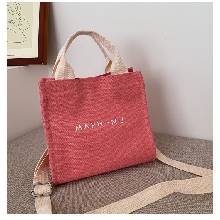 New canvas bag for women, 2025 summer, new trendy Korean version letter crossbody bag, handbag, little cloth bag for girls Specification drawing
