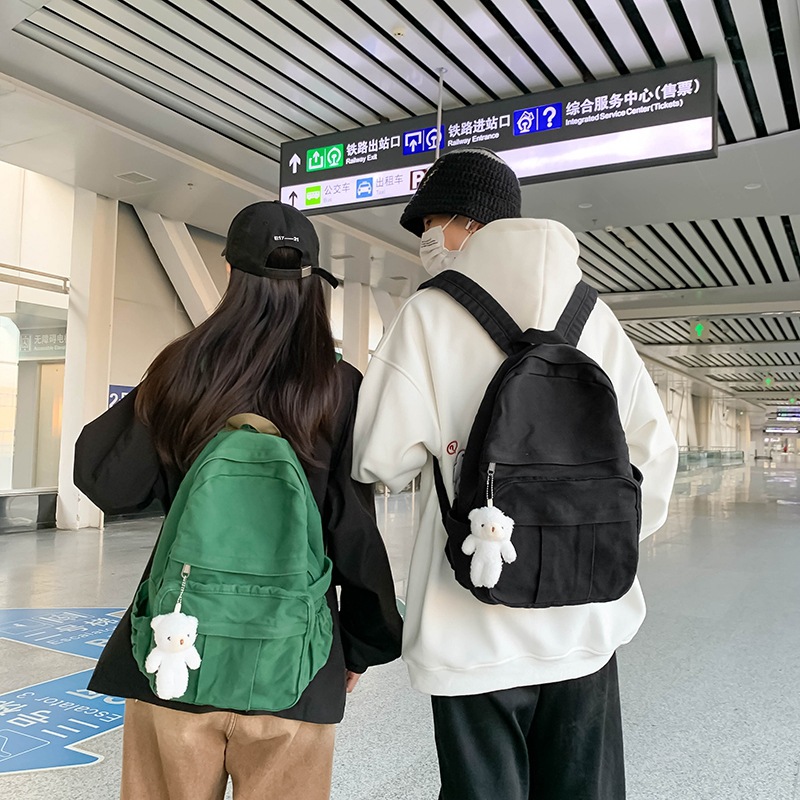 New simple and versatile large-capacity schoolbag for junior and senior high school students, retro and fashionable backpack with college style, casual single-shoulder bag full figure