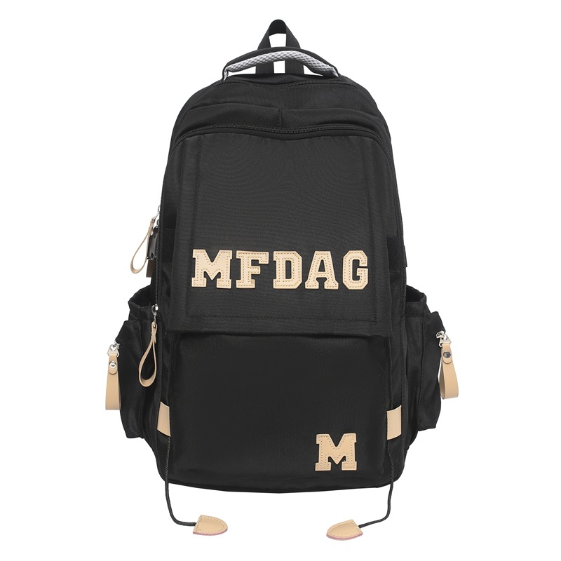 2025 New large-capacity, versatile solid color letter multi-compartment junior and senior high school schoolbag, high appearance level, lightweight backpack Item Picture