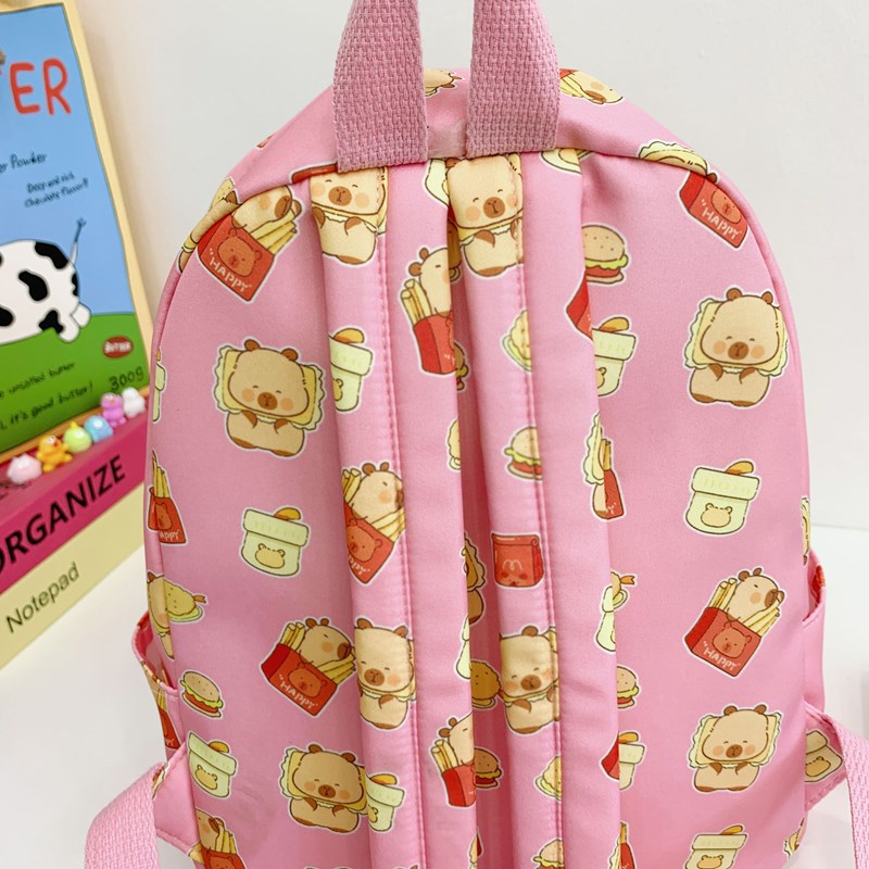 A new large-capacity backpack for students in grades 1-3, with a high level of appearance, fresh, sweet and cute Capibara backpack Specification drawing