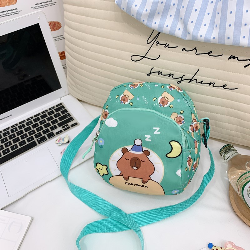 Capibara children's bags, single-shoulder bags, cute girls' crossbody bags, outdoor stylish cartoon boys' loose change crossbody bags details Picture