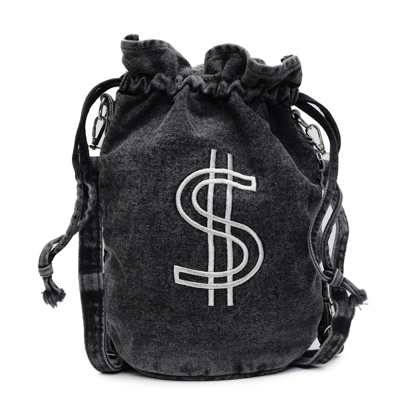 Cool denim backpack for women 2025 New style, fashionable and multi-functional bucket bag, spring and summer versatile drawstring crossbody bag Item Picture
