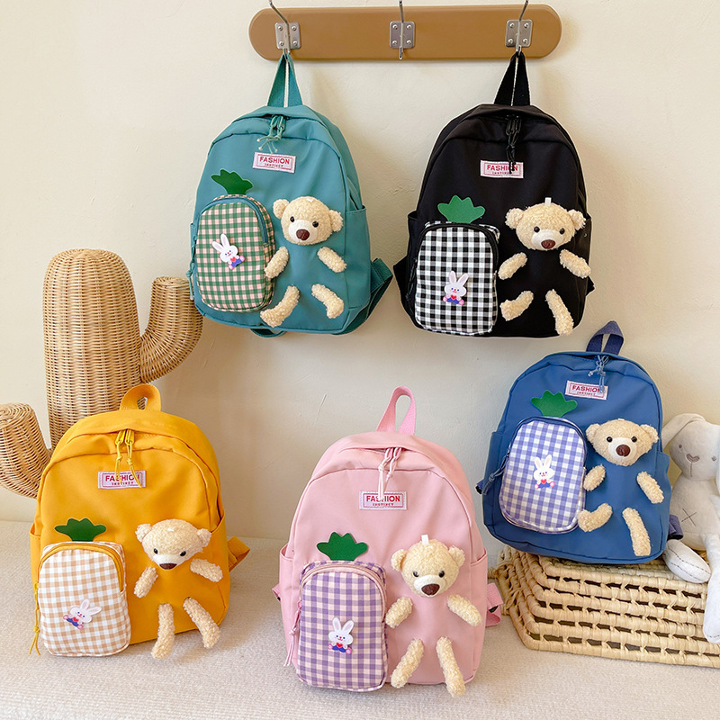 Children's schoolbags 2024 Winter new style backpacks, cute bear backpacks, trendy Korean version boys' and girls' kindergarten schoolbags full figure