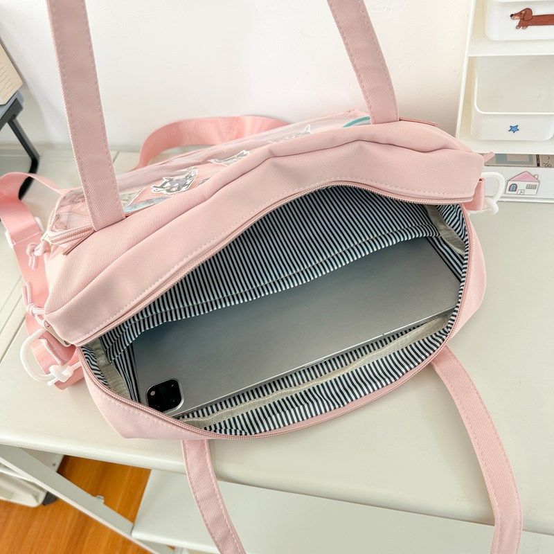 Korean ins large-capacity student class bag, transparent for going out, Japanese Harajuku vintage girl single-shoulder crossbody bag Application Scenario