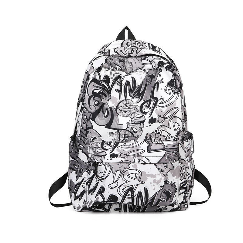 A new high-appearance-level personalized graffiti cool backpack from the Korean version of insi, a color-blocking backpack for junior and senior high school students Item Picture
