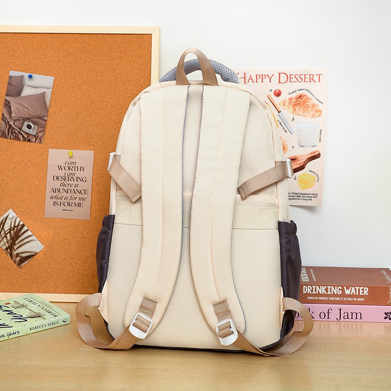 The new Korean version of the ins high-appeartion-level college style color-blocking and patchwork backpack is a large-capacity backpack for students in grades 1-3 Specification drawing