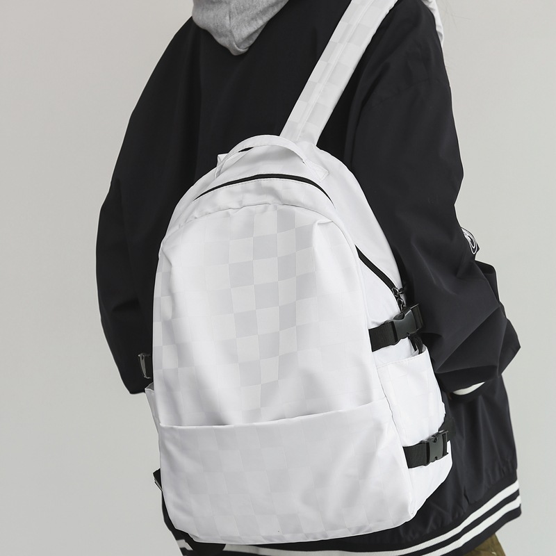 New large-capacity checkerboard checkered college student couple backpack, Korean version Instagram trendy sports backpack details Picture