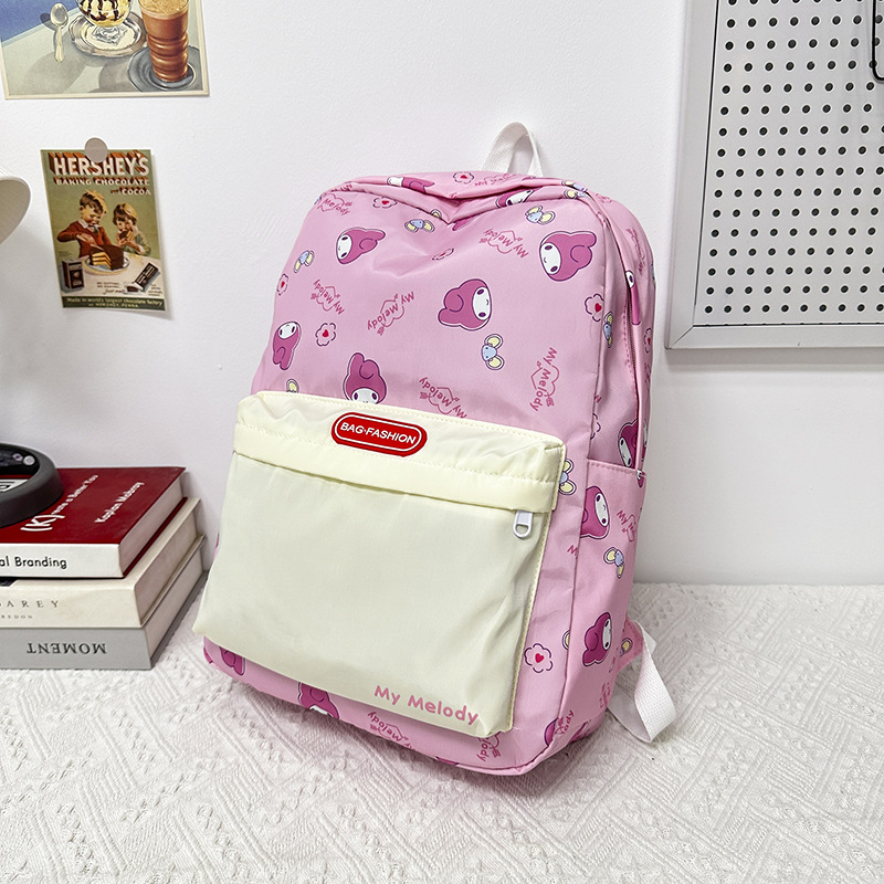Schoolbag for primary school students, large capacity children 's printed backpack, color-blocking patchwork student schoolbag 1-3-6 grade backpack details Picture