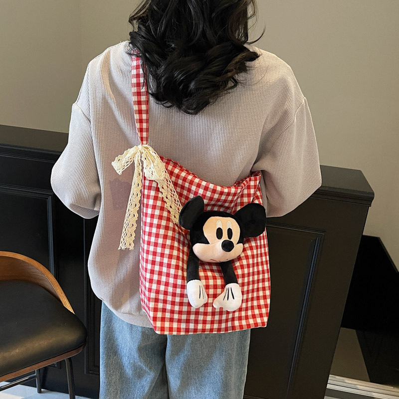 New large-capacity tote bag for women, new Japanese cartoon canvas bag, versatile single-shoulder large bag, handbag, mommy bag full figure