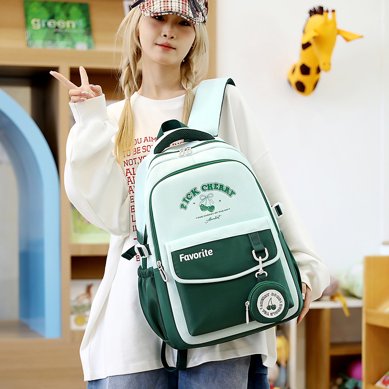 Spring new Korean style ins school style color-blocking schoolbag with high appearance level, multi-layered backpack for primary school students in grades 3 to 6 details Picture