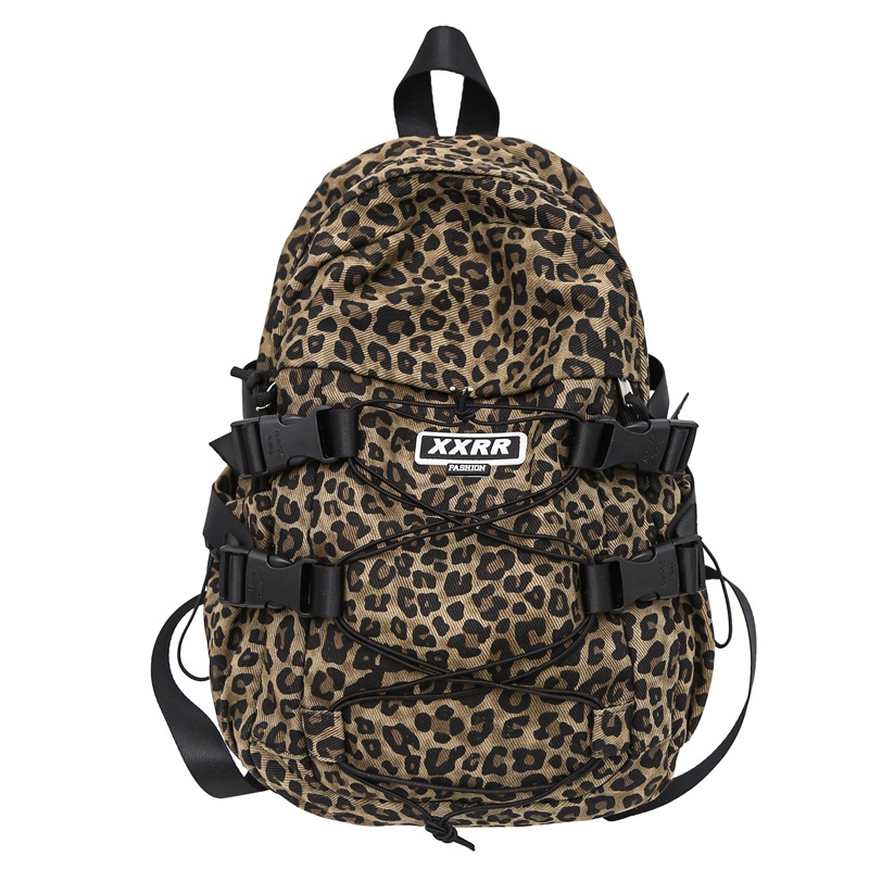 Trendy InS-style leopard print schoolbag for autumn and winter, sweet and cool girl street style backpack, college student class backpack Item Picture