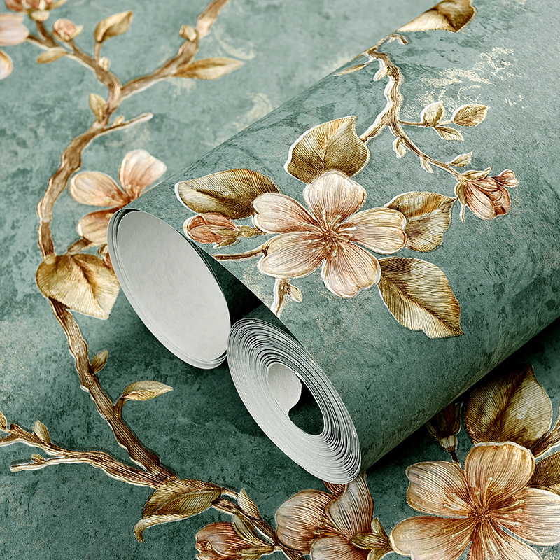 Cross-border small roll self-adhesive wallpaper, 3d American-style non-woven fabric wallpaper, living room and bedroom background wall decorative wall stickers details Picture