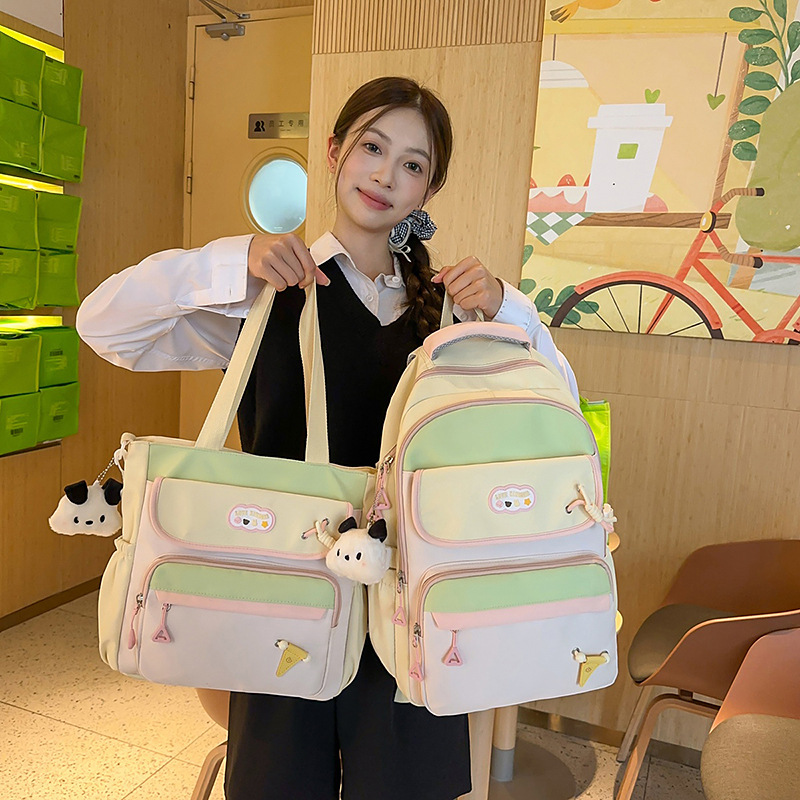 New high-appearation-level college style schoolbag for junior and senior high school students, casual, simple, lightweight and versatile, large-capacity commuting backpack details Picture
