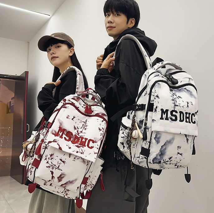 New Chinese-style schoolbag, large-capacity backpack for girls, light and casual backpack for junior and senior high school students, and versatile backpack for couples full figure