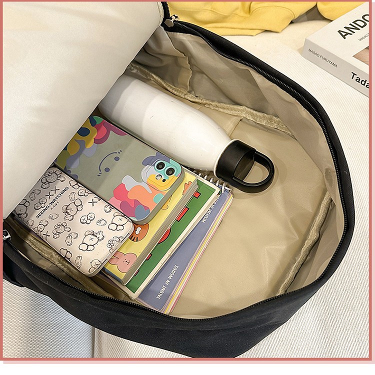 Simple and large-capacity schoolbag, forest style versatile for college students, solid-color computer bag, waterproof, lightweight backpack for traveling Application Scenario