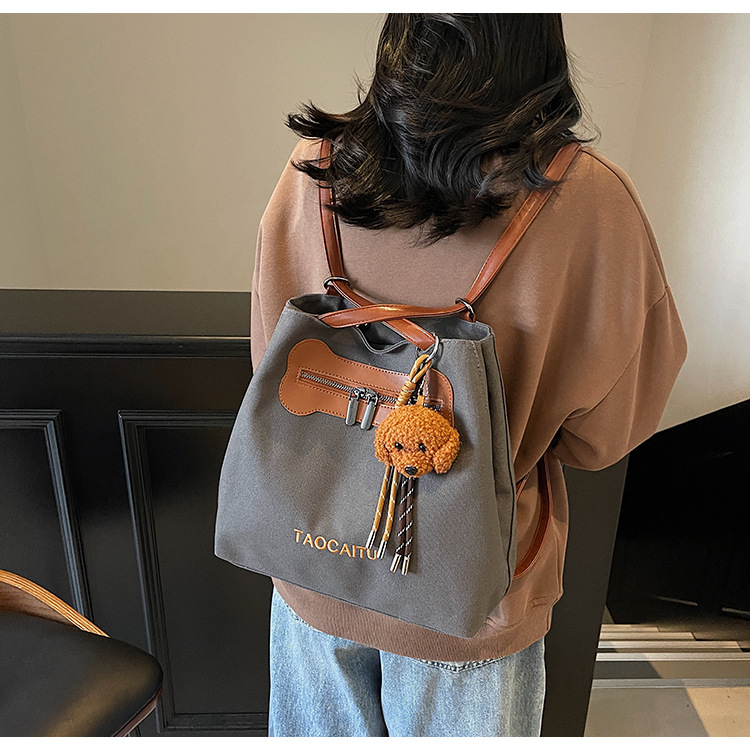 2025 New stylish and versatile canvas tote bag, large-capacity school commuting backpack, casual and simple backpack details Picture