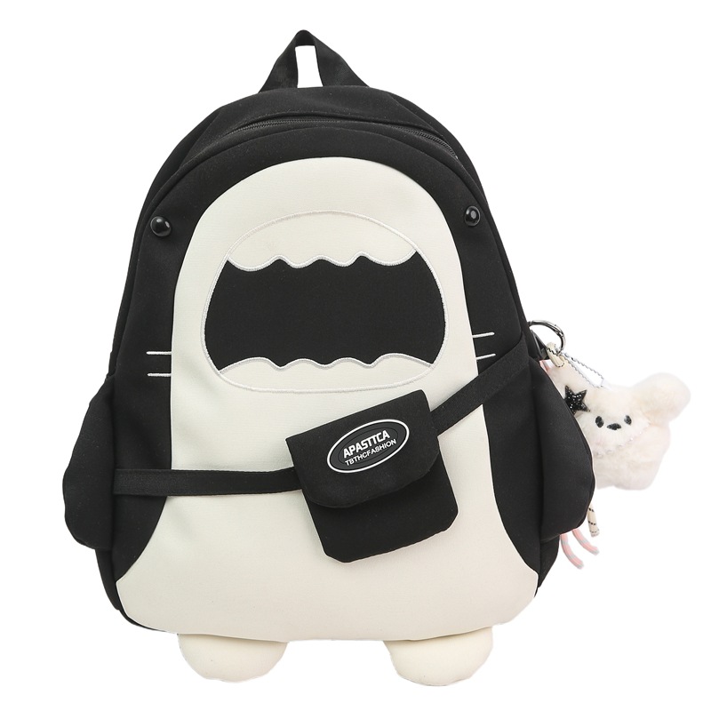 A new high-appeal, fresh and sweet, color-blocking and cute shark bag for women's casual and lightweight backpacks from Japanese Instagram Item Picture