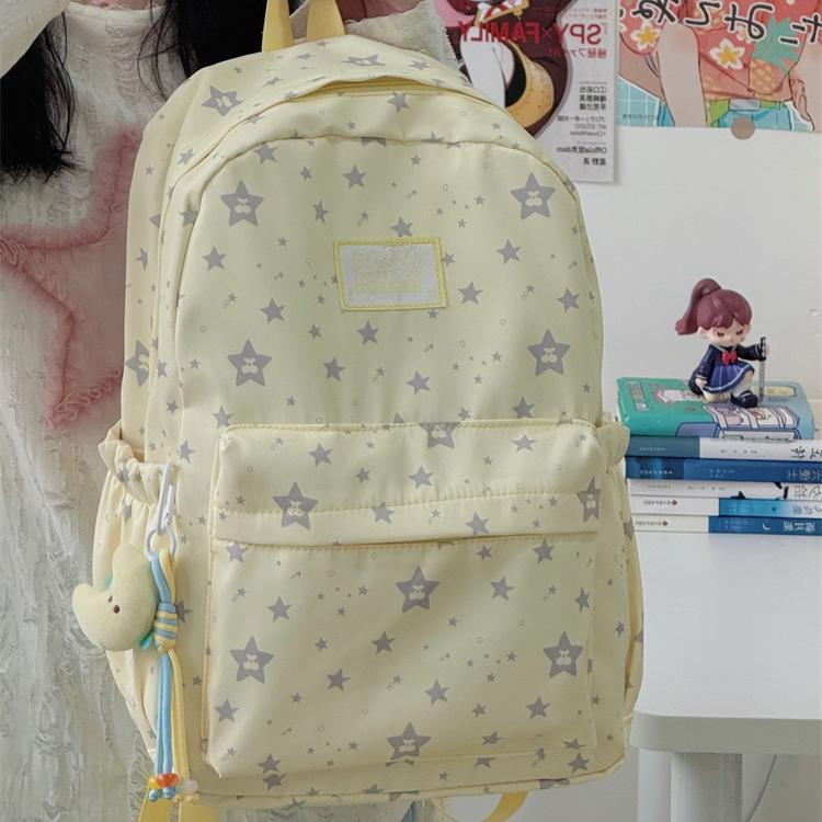 The new Japanese-style ins high-appearance-level fresh, sweet and cute star backpack is a lightweight spring outing backpack for junior and senior high school students full figure