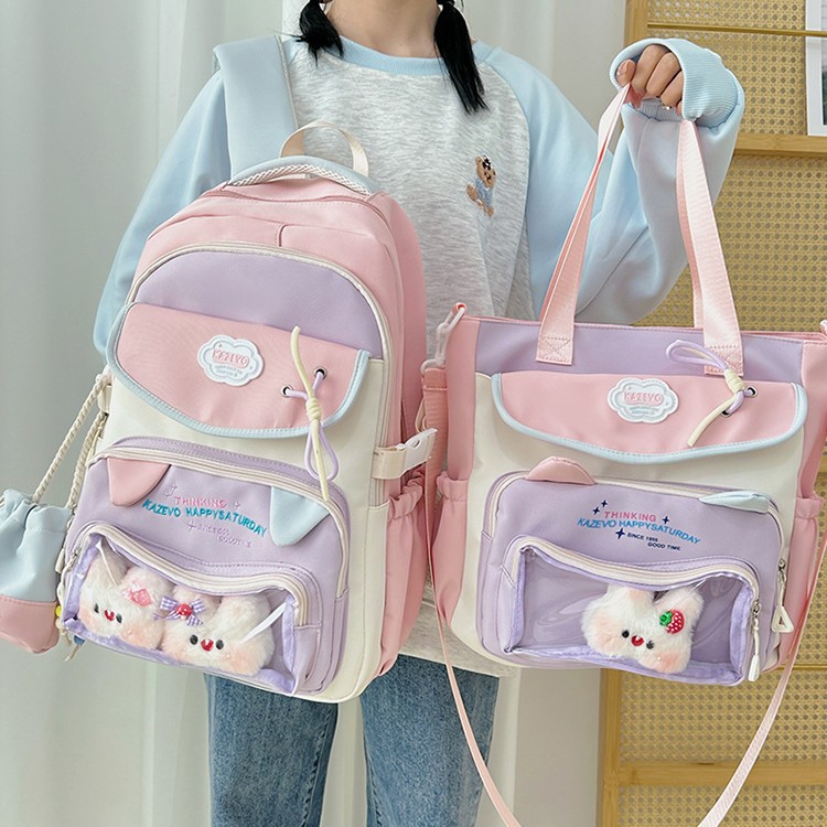 New Japanese large-capacity multi-compartment schoolbag, fashionable girl backpack, cute transparent tutorial bag, niche backpack full figure