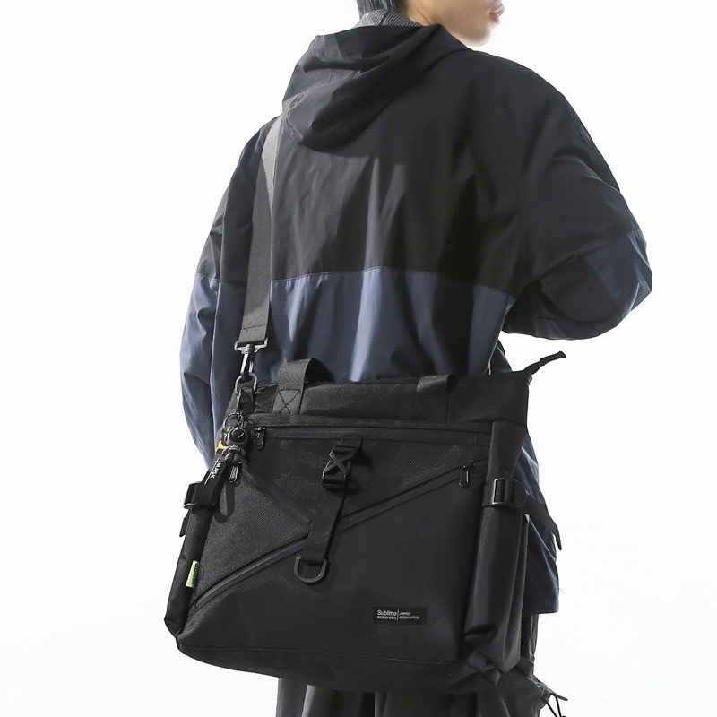 Trendy brand crossbody bag, men's niche design sense functional single-shoulder bag, large-capacity commuter tote bag, women's laptop bag details Picture