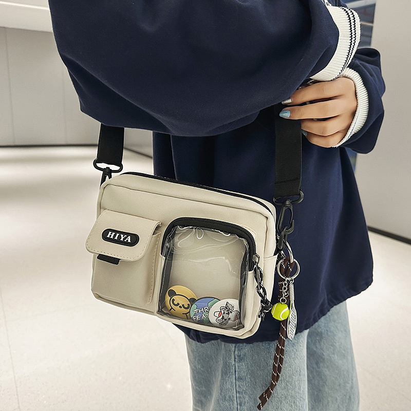 2025 New trendy crossbody bag, streetwear student men's single-shoulder bag, Japanese-style casual wear men's waist full figure