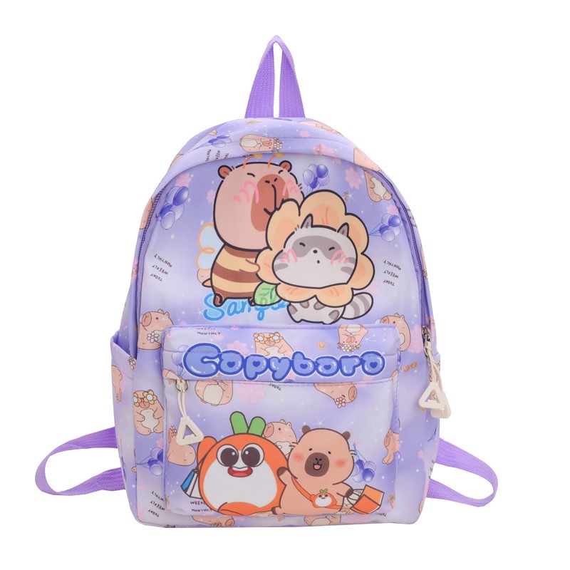 Capibala cute printed children's schoolbag, large-capacity lightweight back-protecting schoolbag, high appearance level trendy bag for female primary school students Item Picture