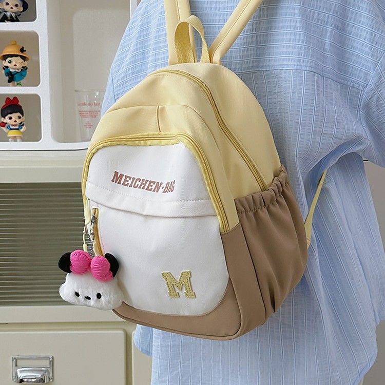 Spring outing and study tour: Cute children's color-blocking backpacks, versatile dopamine schoolbags, sweet and simple single-shoulder bags details Picture