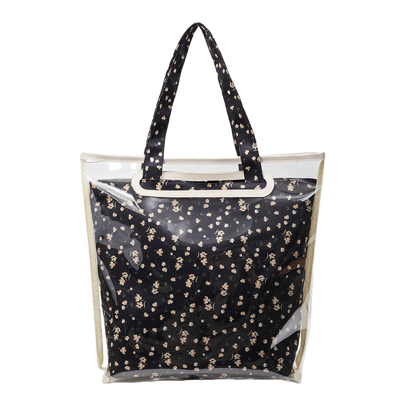 Versatile casual Tote bag 2025 Summer New style floral canvas pu bag Large capacity transparent fashionable single-shoulder bag Item Picture