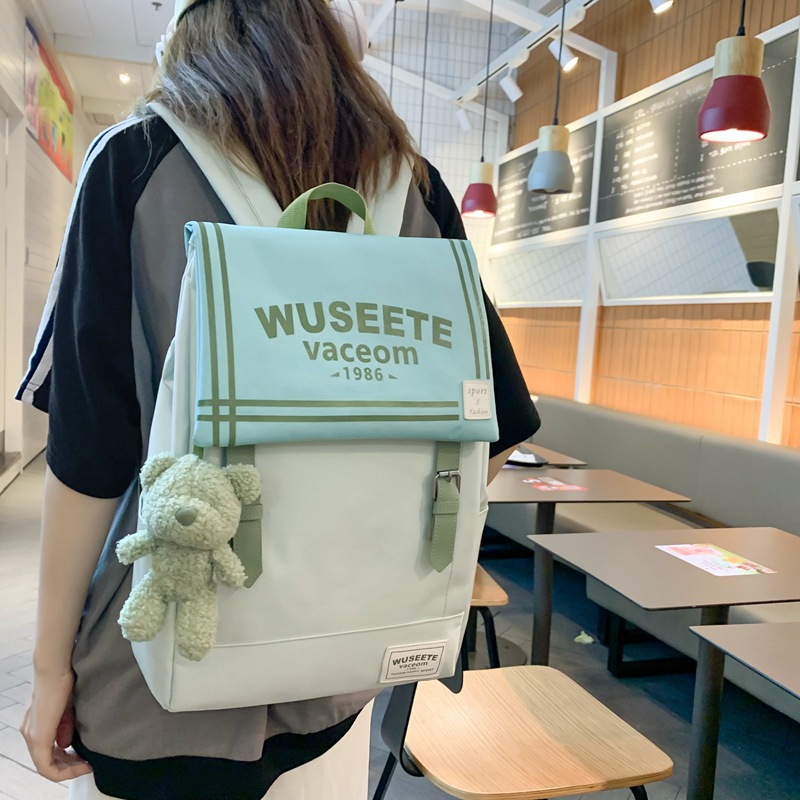 High-appearance-level sweet and cool style large-capacity schoolbag for female college students, Japanese-style flip cover backpack for junior and senior high school students, male details Picture