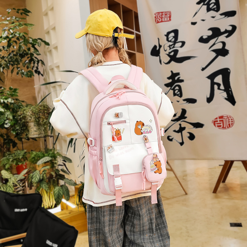 2025 New casual and versatile school-style large-capacity backpack for junior and senior high school students, waterproof printed, high appearance level backpack full figure