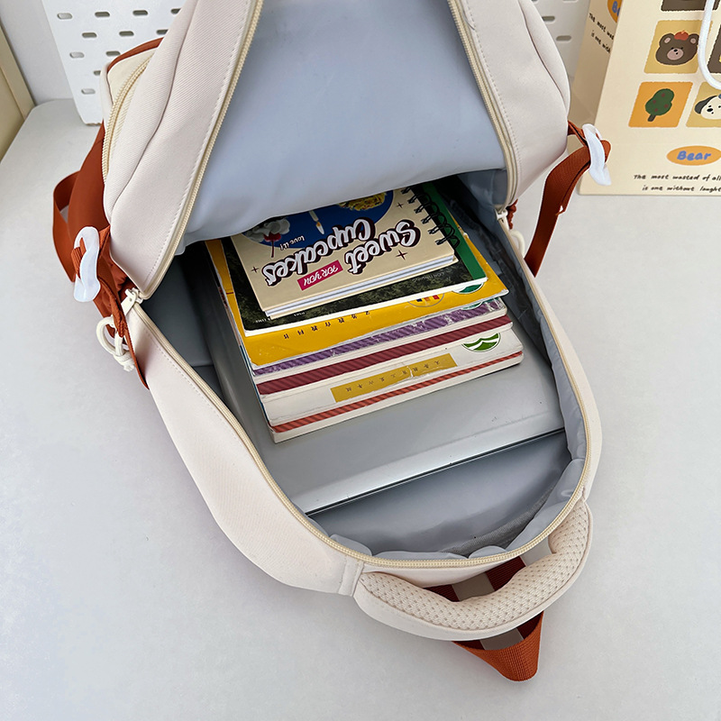 The new forest-themed ins high-appearance-level fresh and sweet color-blocking backpack is a casual and lightweight backpack for junior and senior high school students Specification drawing