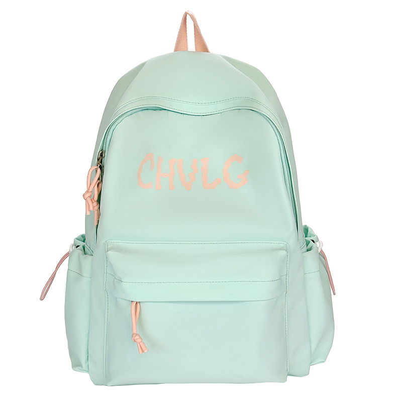 New solid-color letter large-capacity student schoolbag, Korean style Instagram fresh and sweet backpack, casual and simple backpack Item Picture