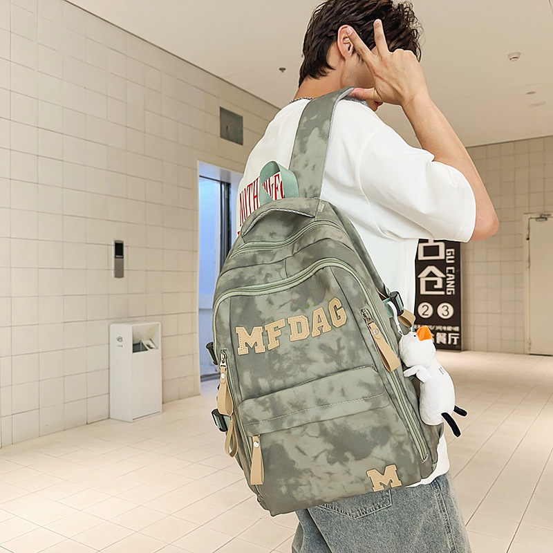 New college-style letter-themed lightweight backpack for junior and senior high school students, large-capacity travel backpack for girls details Picture