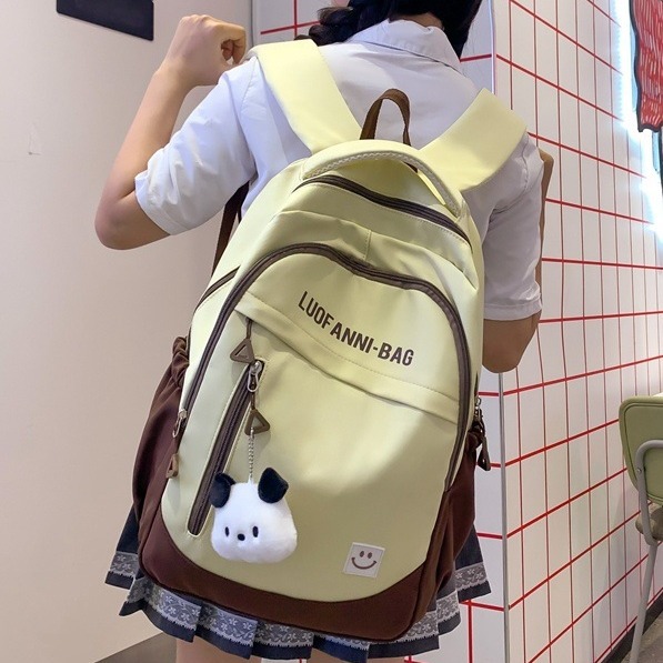 Simple and versatile schoolbag for junior high school girls, large-capacity backpack for senior high school students, casual Korean-style trendy backpack for college students and girls full figure