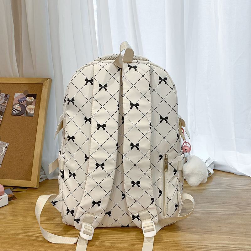 Korean InS-style forest-themed fresh bow backpack, college-style girl's schoolbag, college student travel backpack Specification drawing