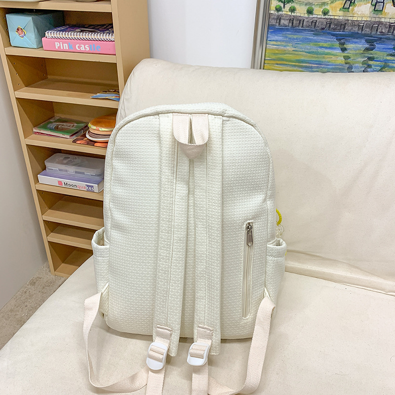 New Korean-style Harajuku ulzzang junior and senior high school student backpack in solid color, ins, fresh and simple spring outing backpack Specification drawing