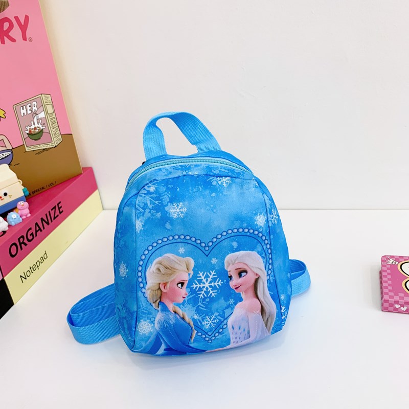 Simple cartoon children's kindergarten schoolbag, girl Frozen, girl Elsa Princess cartoon, 3-6 years old girl, double shoulders details Picture