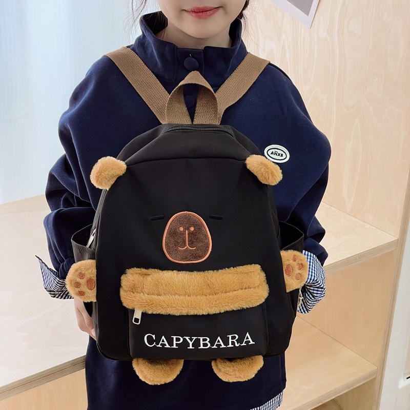 New canvas backpack, cartoon backpack for primary school students, Kabibara ugly and cute bag, casual and adorable bag Application Scenario