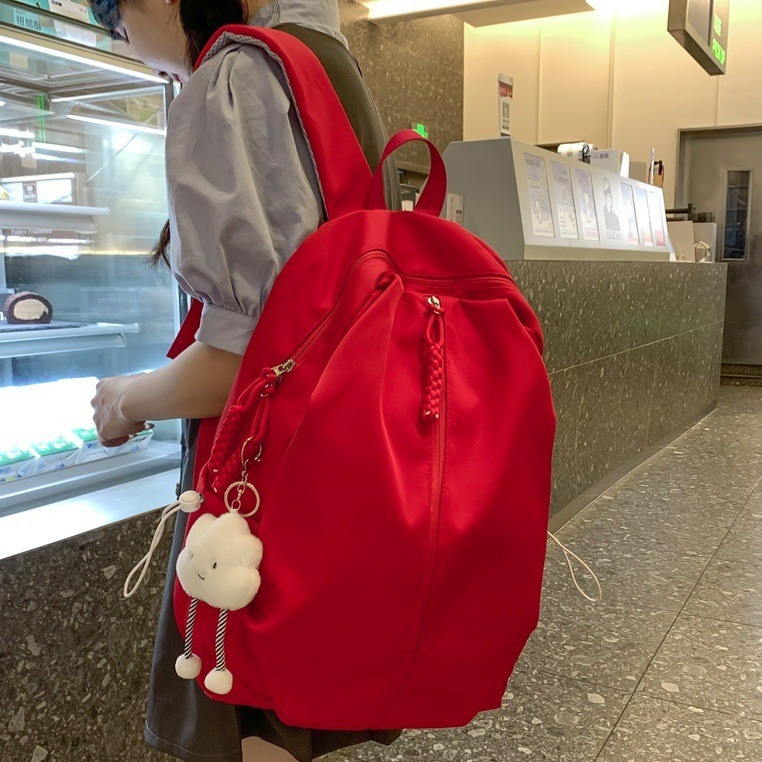 Korean school style versatile college student schoolbag, solid color dopamine outdoor lightweight backpack, large capacity backpack full figure
