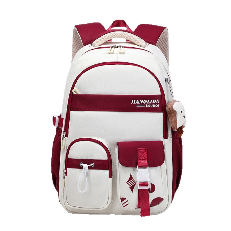 Simple schoolbag for girls, large-capacity Japanese and Korean style backpacks for high school and college students in an ins style Item Picture
