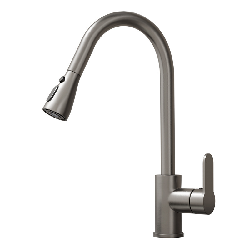 Brass kitchen pull-out faucet, hot and cold household splash-proof sink, telescopic sink, and kitchen sink faucet Application Scenario