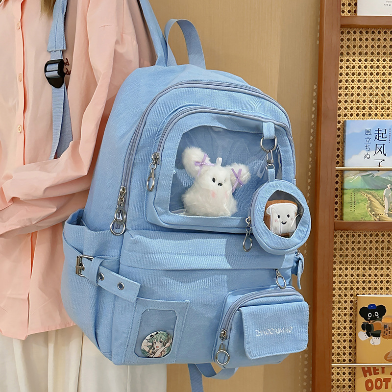 Cute transparent pain bag, versatile, high appearance level, high school and junior high school students' schoolbag, ins style, Japanese and Korean style backpack, casual bag details Picture