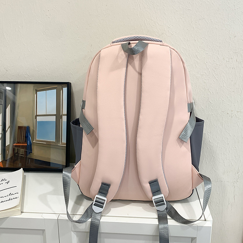 A new Korean-style Instagram backpack with a high level of appearance, fresh and sweet color contrast and splicing, and a large-capacity backpack for junior and senior high school students Specification drawing