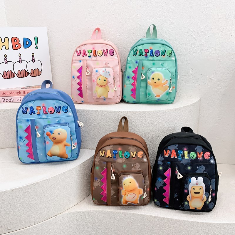 Wholesale of new children's backpacks, cute cartoon and trendy milk dragon backpacks for small, medium and large classes in kindergartens full figure